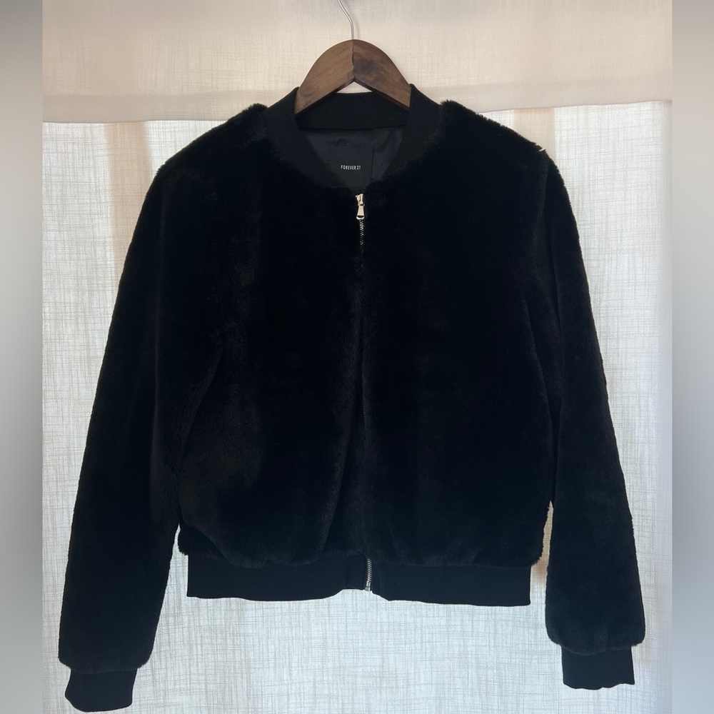 Fuzzy faux fur jacket